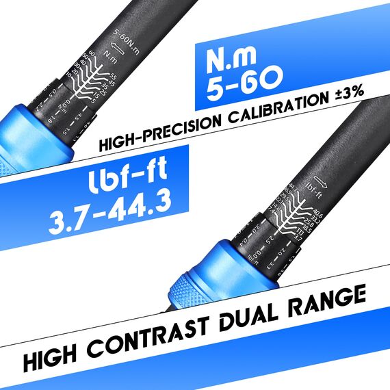 UYECOVE Drehmomentschlüssel 3/8 Zoll, 5-60Nm Drehmomentschlüssel, ±3% Fehlergenauigkeit, 72 Zähne Wende Ratschenkopf, für Fahrrad, Motorrad und Auto Zündkerzenwechsel