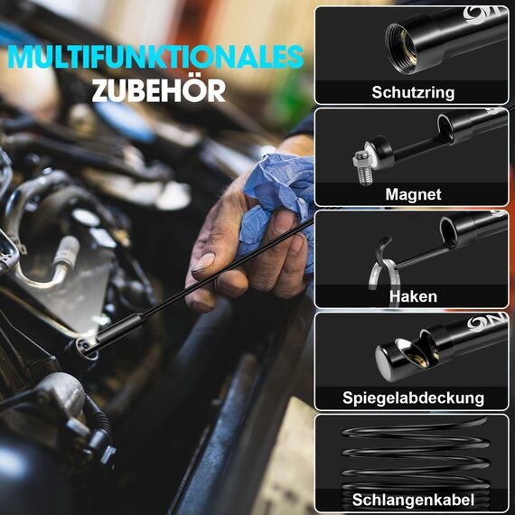 OneAmg Endoskopkamera mit Licht,1920P HD Doppellinse Endoskopkamera Handy mit 8 +1 LED Wasserdichtes IP67 Inspektionskamera Kein WLAN Erforderlich Endoskop Kamera für Android & iOS (16.4 ft/5m)