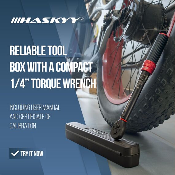 HASKYY Drehmomentschlüssel 1/4" 5-25Nm Fahrrad Motor Motorrad Quad Drehmoment Ratsche Knarre Schlüssel