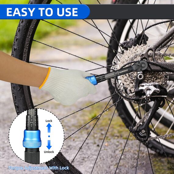 UYECOVE Drehmomentschlüssel 1/4", 1-25Nm Drehmomentschlüssel Fahrrad & Motorrad, 72 Zähne Wende Ratschenkopf, ±3% Fehlergenauigkeit, 0,1NM Mikro-Einstellung mit Arretierung,