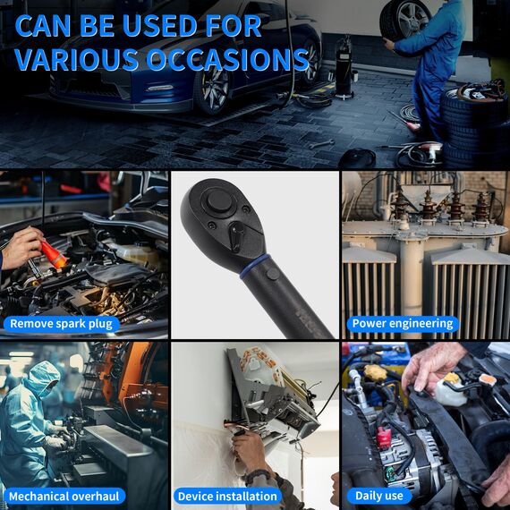 UYECOVE Drehmomentschlüssel 3/8 Zoll, 5-60Nm Drehmomentschlüssel, ±3% Fehlergenauigkeit, 72 Zähne Wende Ratschenkopf, für Fahrrad, Motorrad und Auto Zündkerzenwechsel
