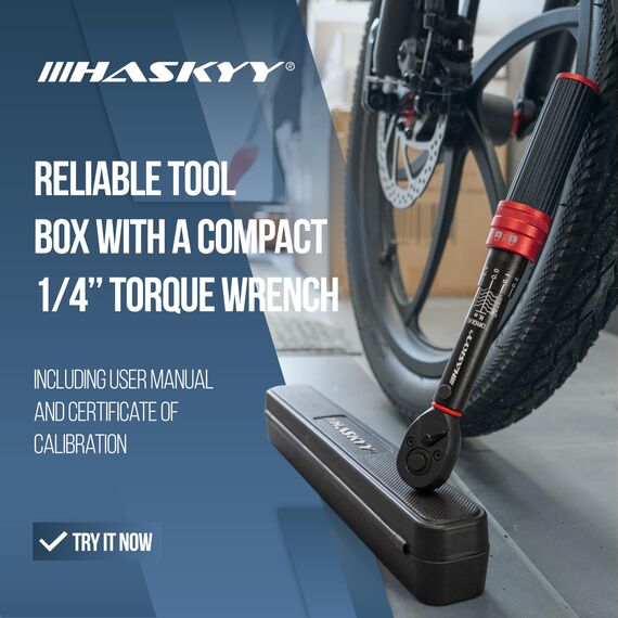 HASKYY Drehmomentschlüssel 1/4 Zoll 1-10Nm Präzisions Fahrrad E-Bike Motor Industrie Micro Drehmoment Ratsche Schlüssel ISO-kalibriert in 0,1er Schritten