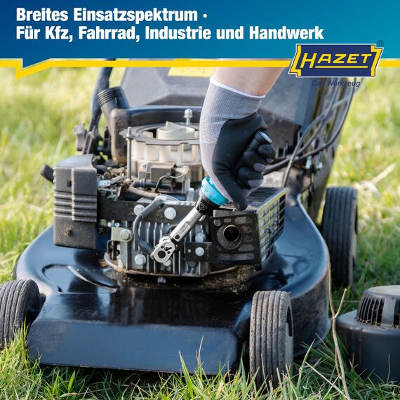 Hazet Drehmomentschlüssel 5108-2CT für Fahrräder I Abtrieb: Vierkant 6,3 mm 1/4 Zoll, Toleranz: 4%, 2,5-25 Nm, feine Skaleneinteilung I Umschaltknarre, für Bikes I Werkzeug für Rennrad, 232 mm