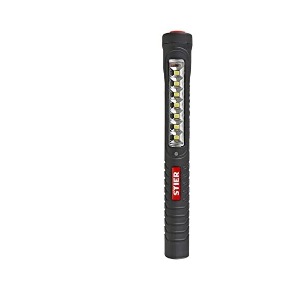 STIER LED-Stiftleuchte, 150 Lumen Vorderseite, 50 Lumen Hochleistungs-Spotlight, Magnet & Taschenklipp, USB-Ladestecker, Werkstatt Inspektionsleuchte, SMD-LEDs mit langer Lebensdauer