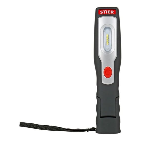 STIER LED-Arbeits-/Werkstattleuchte, 350 Lumen, brillantes Licht 80 Lumen Hochleistungs-Spotlight, 180° Klappdesign, 2 rückseitige Haken und Micro USB-Ladekabel, ideal für jede Werkstatt