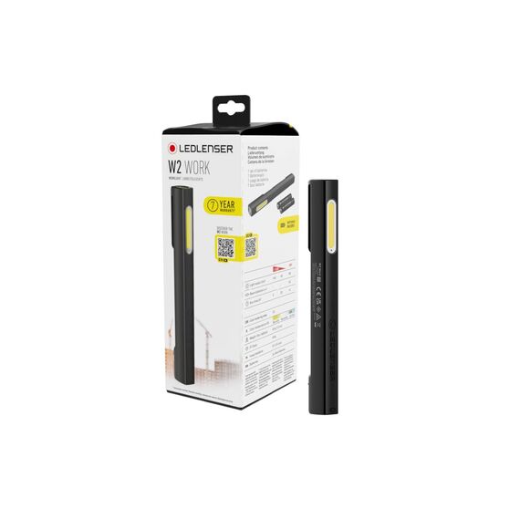 Ledlenser W2 Work Stablampe LED Werkstatt | KFZ Lampe 160 Lumen | LED Baulampe mit Batterien | 20 Stunden Leuchtdauer | Werkstattlampe | Lampe zum Arbeiten batteriebetrieben | Arbeitsleuchte aufladbar