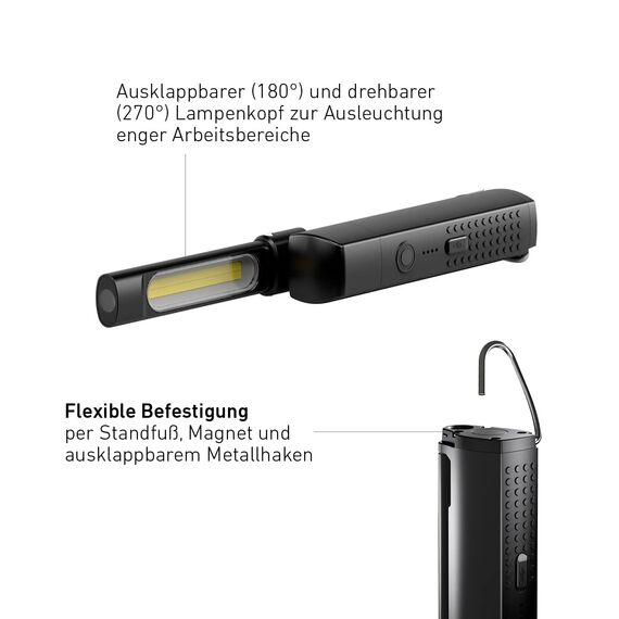 Ledlenser W6R Work Stablampe LED Werkstatt | KFZ Lampe 500 Lumen | LED Baulampe mit Akku | 10 Stunden Leuchtdauer | Werkstattlampe | Lampe zum Arbeiten | Arbeitsleuchte | aufladbare Werkstattleuchte