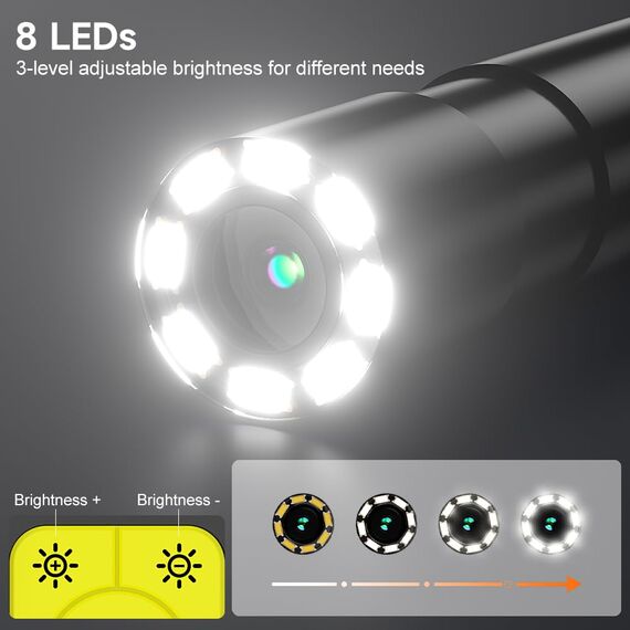 ILIHOME Endoskopkamera mit Licht, Industrie Endoskop Inspektionskamera 4,3 IPS Bildschirm Wasserdichtes Schlangenkamera Rohrkamera Kanal Endoskop Kamera mit 8 LED Licht-5M