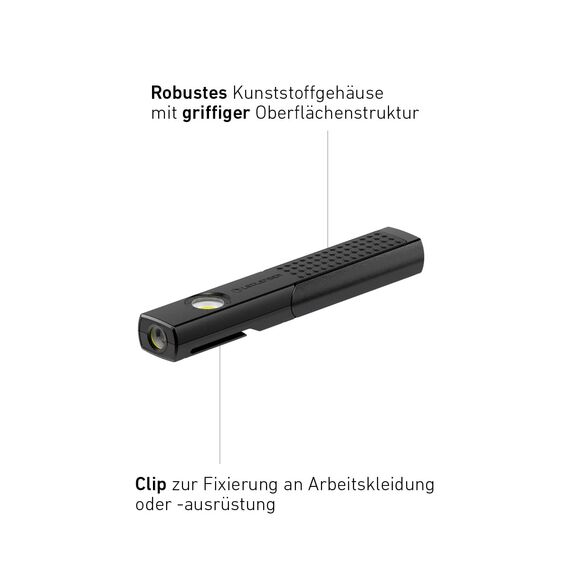 Ledlenser W4R Work Stablampe LED Werkstatt | KFZ Lampe 220 Lumen | LED Baulampe mit Akku | 9 Stunden Leuchtdauer | Werkstattlampe | Lampe zum Arbeiten | Arbeitsleuchte aufladbar | 90 Meter Leuchtweite