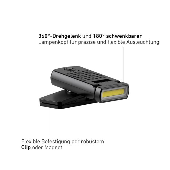 Ledlenser W1R Work Taschenlampe LED aufladbar | LED Lampe mit 220 Lumen | aufladbare Werkstattlampe und KFZ Werkzeug in einem | Lampe zum Arbeiten mit 7 Stunden Leuchtdauer | Baulampe | Handlampe