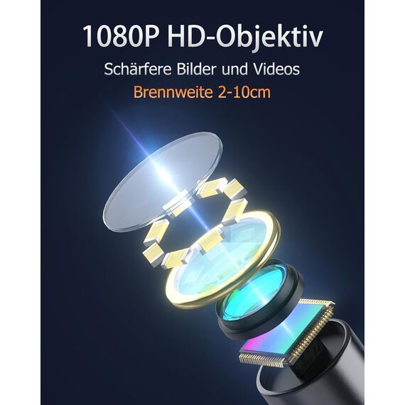 Endoskopkamera mit Licht, AOPICK 4.3" IPS Bildschirm Endoskop mit 10M Halbstarres Kabel, 8mm IP67 wasserdichte Industrielles Inspektionskamera, 1080P HD Rohrkamera mit 8 einstellbaren LEDs
