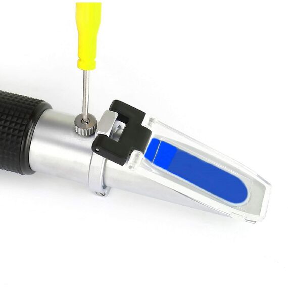 HHTEC Frostschutz Refraktometer 4-in-1 – Kühlmittel, Batterie, Scheibenwasser & AdBlue prüfen – KFZ Tester für Auto Wartung mit ATC