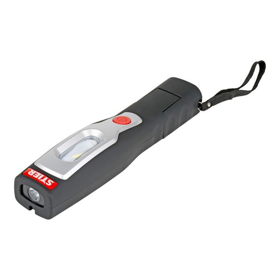 STIER LED-Arbeits-/Werkstattleuchte, 350 Lumen, brillantes Licht 80 Lumen Hochleistungs-Spotlight, 180° Klappdesign, 2 rückseitige Haken und Micro USB-Ladekabel, ideal für jede Werkstatt