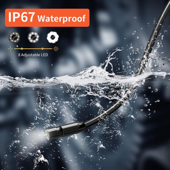 Industrie-Endoskop, SKYBASIC 20m Inspektionskamera mit 4,3-Zoll-Bildschirm Endoskopkamera mit 8 LED-Licht 8 mm IP67 wasserdichte Kamera Rohrkamera Endoskop Kamera 3 Helligkeiten Einstellbar (DT-20M)