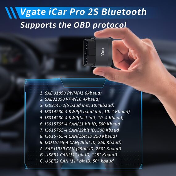 Vgate iCar Pro 2S Bluetooth OBD2 Diagnostic Tool for iOS, Android & Windows, Auto Scan Tool Supports Electric and Hybrid Vehicles (Packung mit 2)