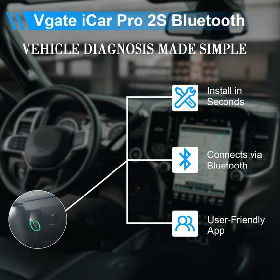 Vgate iCar Pro 2S Bluetooth OBD2 Diagnostic Tool for iOS, Android & Windows, Auto Scan Tool Supports Electric and Hybrid Vehicles (Packung mit 2)