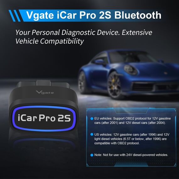 Vgate iCar Pro 2S Bluetooth OBD2 Diagnostic Tool for iOS, Android & Windows, Auto Scan Tool Supports Electric and Hybrid Vehicles (Packung mit 2)