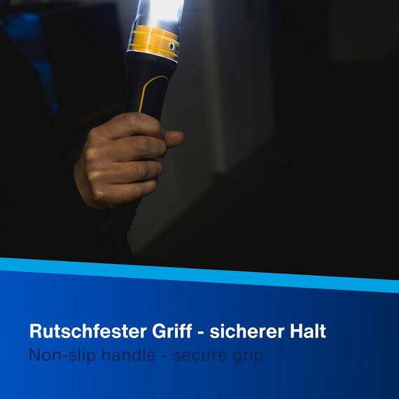 REV Handlampe - Werkstattlampe mit Aufhängehaken, 5m Kabel - ideal für Werkstatt & KFZ, 6W, 250lm, IP54, schwarz