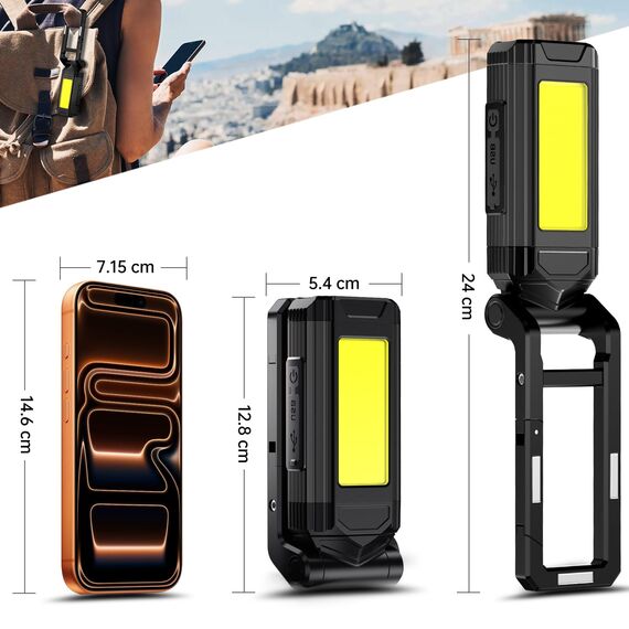Daphomeu LED Taschenlampe mit Magnet 2 Stück,Ultra-helle Werkstattlampe, akkubetriebene COB-Arbeitsleuchte mit Schwenkfunktion und Magnetfuß, ideal für Autoreparaturen, Werkstatt und Camping