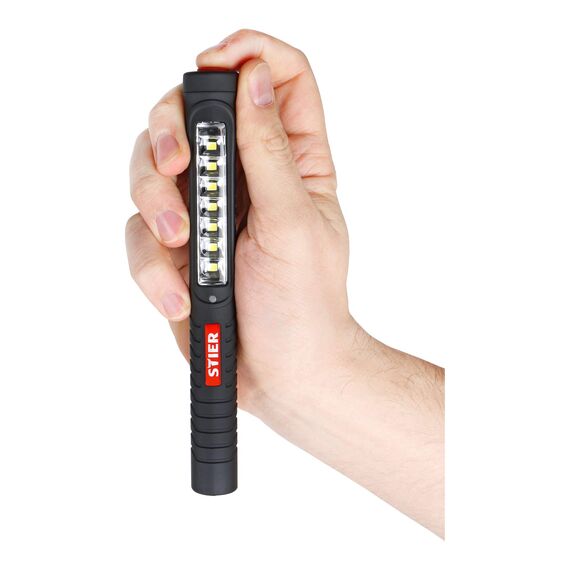 STIER LED-Stiftleuchte, 150 Lumen Vorderseite, 50 Lumen Hochleistungs-Spotlight, Magnet & Taschenklipp, USB-Ladestecker, Werkstatt Inspektionsleuchte, SMD-LEDs mit langer Lebensdauer