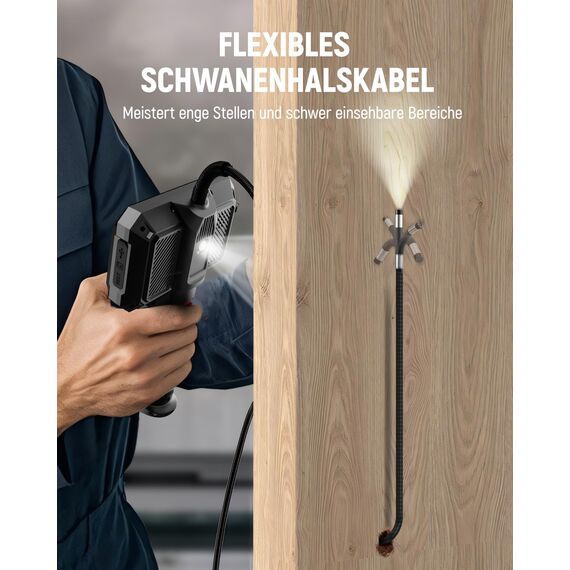 KAIWEETS Endoskopkamera mit Licht, 2-Wege artikulierte 210° Sonde (6,5 mm) mit Scrollradsteuerung, 1080P IPS-Display, 1,6 m halbstarres Kabel, IP67 wasserdicht, für Auto, Heizung, Sanitär & Industrie