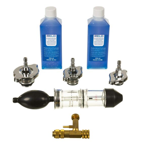 RELD Profi Zylinderkopfdichtung Tester Lecktester CO2 Universal für alle Autos und Motorräder Test Zylinderkopf Dichtung Rapid Engine Leak Detector mit 500ml Reaktionsflüssigkeit