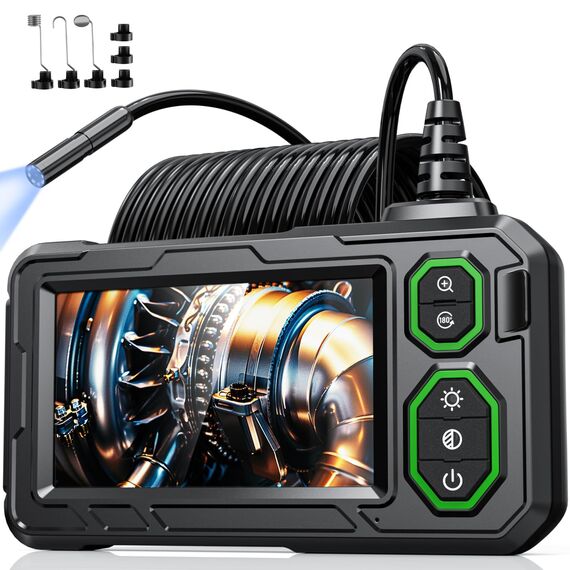 Endoskopkamera mit Licht 5M, Hopefox 1080P HD Industrie Endoskop mit 4.3-Zoll-IPS- Bildschirm, IP67 Wasserdicht Inspektionskamera mit 8 LEDs, 8mm Rohrkamera Kanalkamera mit Halbstarres Kabel