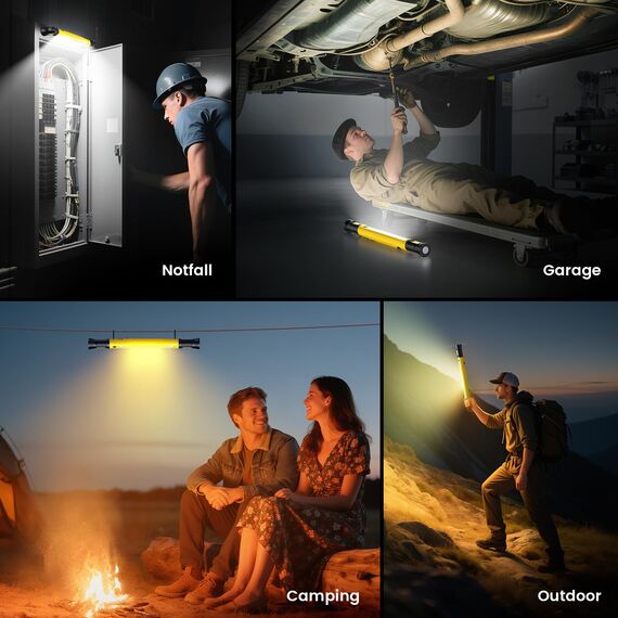 Arbeitsleuchte 3000LM, Werkstattlampe led, Motorraumleuchte mit Magnet＆Haken, 3 farbtemperaturmodi, 5200mAh USB-C-Schnellladen Geeignet für Autoreparatur/Camping/Garagenplatzbeleuchtung