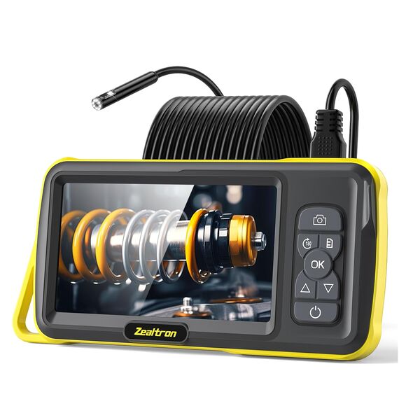 Dual Lens Endoskopkamera mit Licht, Industrielle Endoskop Inspektionskamera,5,0-Zoll-IPS-Boreskop-Kanalkamera mit 1920P Handheld IP67 Wasserdichter Schlangenkamera mit 8 LED-Leuchten-5M