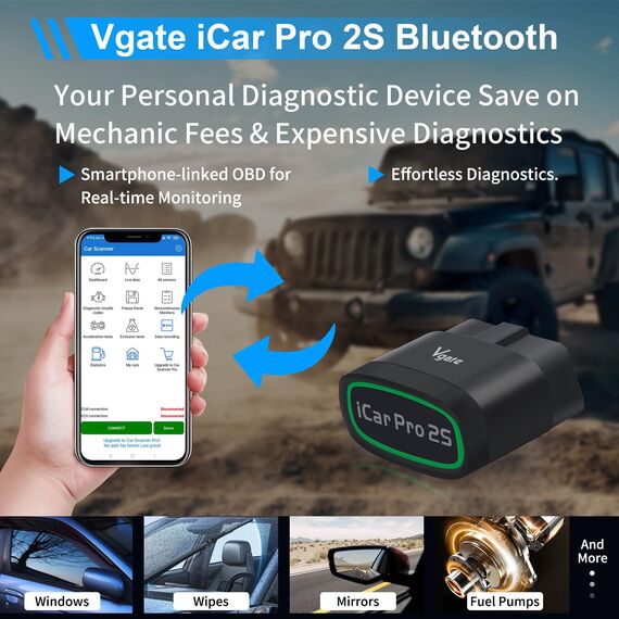 Vgate iCar Pro 2S Bluetooth OBD2 Diagnostic Tool for iOS, Android & Windows, Auto Scan Tool Supports Electric and Hybrid Vehicles