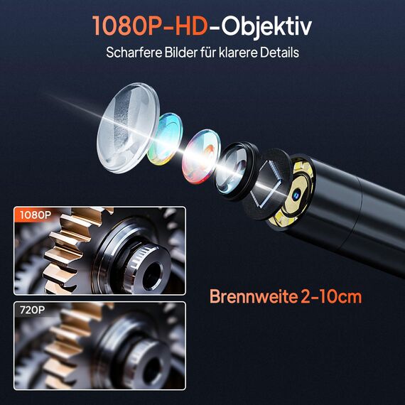 Endoskopkamera mit Licht, AOPICK 8mm IP67 wasserdichte Endoskop, 4.3" IPS Bildschirm Inspektionskamera, 1080P HD Rohrkamera mit 8 Einstellbaren LEDs, 16.5FT/5M Halbstarres Kabel, Werkzeug für Männer