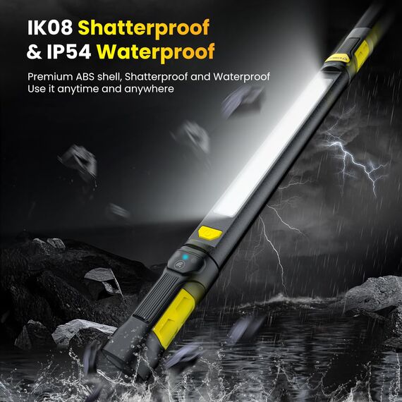 ETOOLAB LED Werkstattlampe, LED Arbeitsleuchte, Echte 1200lm, Motorraumleuchte mit starkem Magneten, 360°Haken, 5200 mAh,Anwesenheits-Sensor, Dimmbar/Drehbares Lichtmodul, für Arbeit und Leben