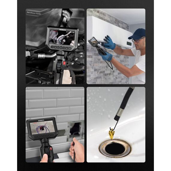 KAIWEETS Inspektionskameras Endoskopkamera mit Licht, 4,3''IPS 1080P Inspektionskamera mit Scrollradsteuerung Zwei-Wege 210° Drehung, Flexible Rohrkamera IP67 wasserdichte für Kfz und Rohrinspektion
