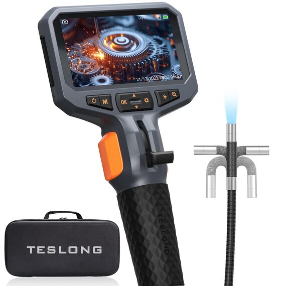Teslong 1080P Endoskopkamera mit Licht, 4,5 Zoll LCD-Bildschirm Endoskopkamera Beweglicher Kopf, 8,5mm Drehbar Endoskopkamera, Endoskop Kamera, Inspektionskamera Rohrkamera Kanalkamera (1,55 Meter)