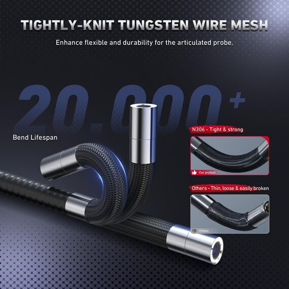 Ralcam Endoskopkamera mit Licht Endoscope Camera - Endoskop 6,2mm Inspektionskamera 3,5" HD 720P Rohrkamera, Kameras mit 6 LED, IP67 Wasserdicht 1M Halbsteifes Kabel Teleskopkamera Kfz Werkzeug