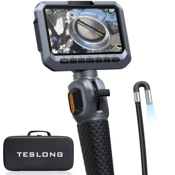 Teslong Endoskopkamera mit Licht, 5,5mm Slim Rohr & 5,0 Zoll Bildschirm Endoskopkamera Beweglicher Kopf, Endoskop Kamera, 1,5m Flexible Inspektionskamera Rohrkamera Endoscope für Kfz/Mechanik​