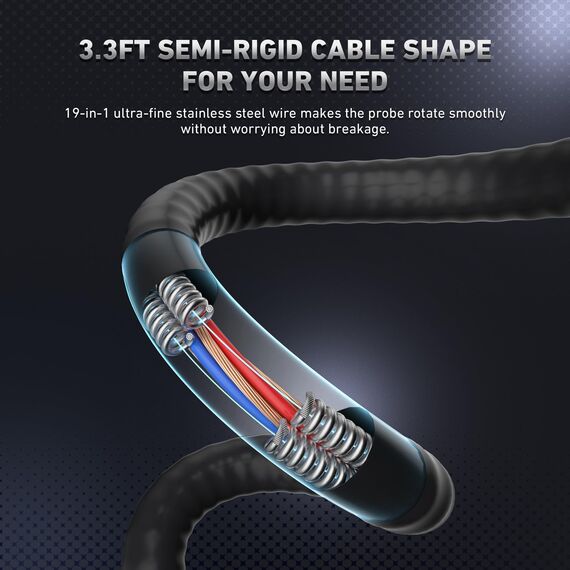 Ralcam Endoskopkamera mit Licht Endoscope Camera - Endoskop 6,2mm Inspektionskamera 3,5" HD 720P Rohrkamera, Kameras mit 6 LED, IP67 Wasserdicht 1M Halbsteifes Kabel Teleskopkamera Kfz Werkzeug