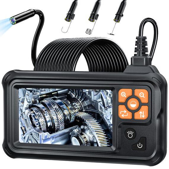 SKYBASIC Industrie-Endoskop, 4,3-Zoll IPS Digitales Endoskopkamera,1080P HD Kamera mit 8 LED-Lichtern, IP67 wasserdichtes Schlangenkamera, Inspektionskamera für Rohre, Autos, Wände, Bohrungen –20M