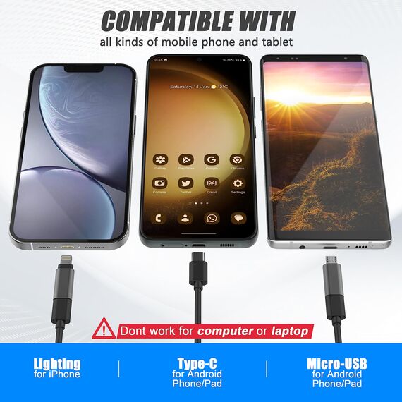 1920P HD Dual Lens Snake Inspection Endoskop, Pancellent Typ C Endoskop, Scope Kamera mit 8 LED Leuchten für Android und iOS Smartphone, iPhone, iPad, Samsung(5M)