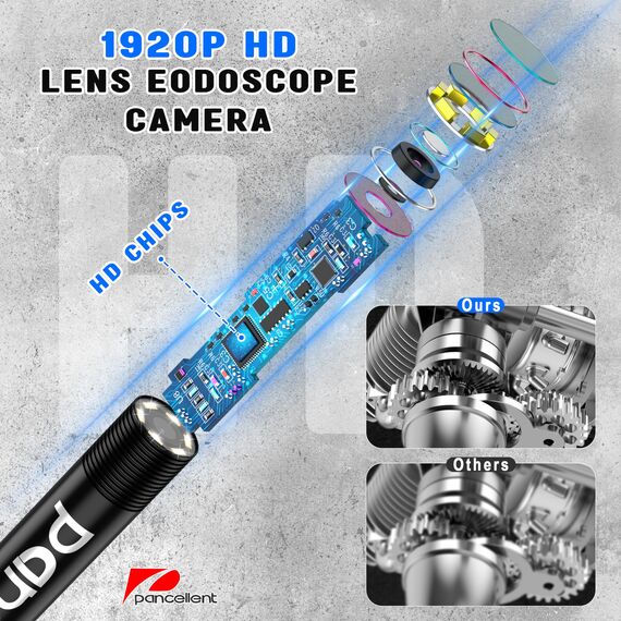 Pancellent 5,5MM 1920P Schlangen-Inspektions-Endoskop,Typ-C-Endoskop, Scope-Kamera mit 6 LED-Leuchten für Android- und iOS-Smartphones, iPhone, iPad, Samsung 5M