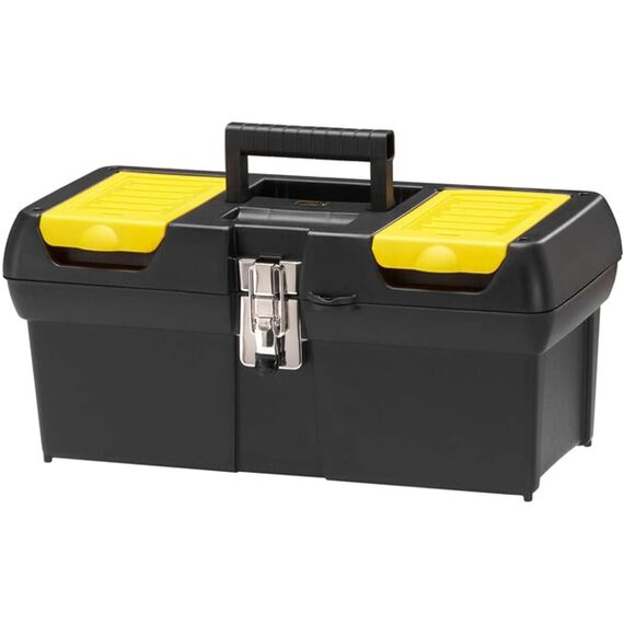 STANLEY Werkzeugkoffer leer/Werkzeugbox Werkzeugkasten - Werkzeugkiste (16 Zoll, mit herausnehmbarer Ablage, zwei Organizern, Metallschließen, Kunststffgroff) 1-92-065