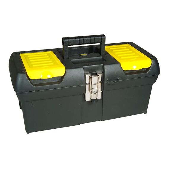 Stanley Werkzeugbox/Werkzeugkoffer Millenium & Werkzeugbox Millenium (16 Zoll, mit herausnehmbarer Ablage, zwei Organizern, Metallschließen, Kunststffgroff) 1-92-065