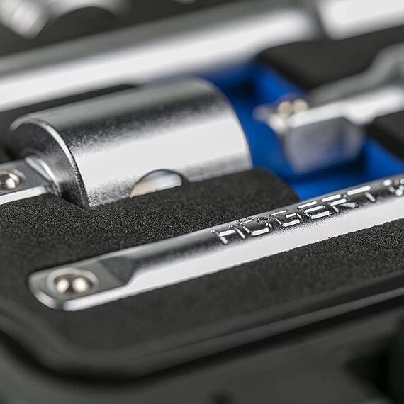 Högert Technik - Werkzeugset 36-tlg Werkzeugkoffer Steckschlüssel, Bits und Zubehör 3/8“ Cr-V, Verformungsfest I Ratschenmechanik mit 72 Sperrklinken Set für Heimwerker Garage, Haushalt