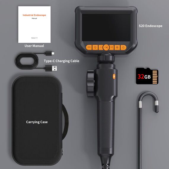 Endoskopkamera mit Licht, Hopefox Drehbar Inspektionskamera 4,3 Zoll 1080P IP67 Wasserdichtes Rohrkamera Kanal Endoskop Kamera mit 8 LEDs, 32G Karte und Tragetasche-1.5M