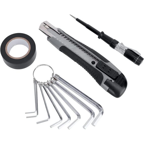 Amazon Basics Werkzeug-Set für den Haushalt, Stahllegierung, 32 Teile, Schwarz / Grau