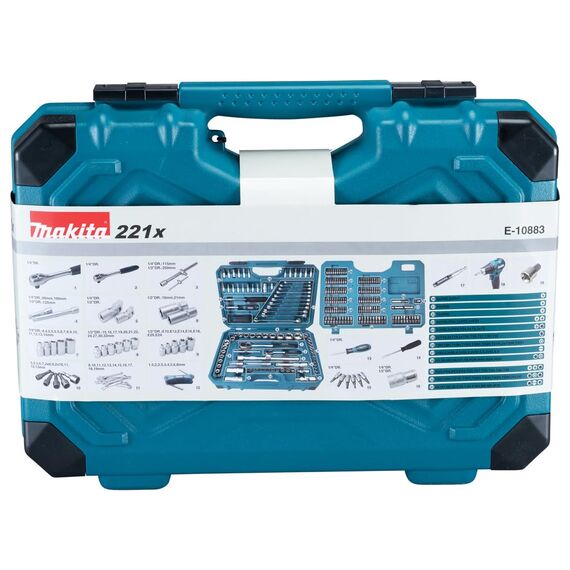Makita E-10883 Werkzeugset 221tlg & Ratschen und Bit-Set 47-teilig, B-36170, Mehrfarbig