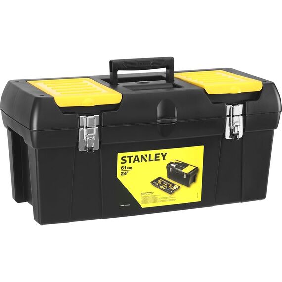 STANLEY Werkzeugbox/Werkzeugkoffer Millenium, 24" 1-92-067 (zum Verstauen und Transportieren von Werkzeug, mit herausnehmbarer Ablage, 2 Organizern im Deckel, Metallschließen, Kunststoffgriff)