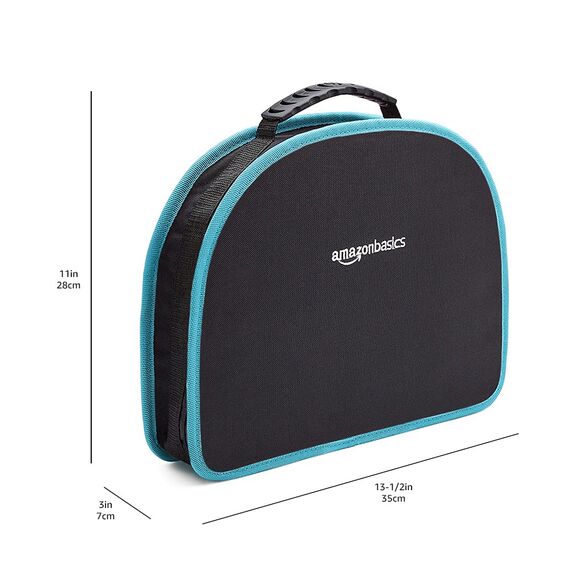 Amazon Basics Werkzeugset mit leicht zu tragender runder Tasche, 104-teilig, Türkis, 36,5 x 29 x 7,6 cm
