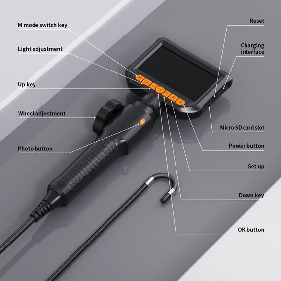 Endoskopkamera mit Licht, Hopefox Drehbar Inspektionskamera 4,3 Zoll 1080P IP67 Wasserdichtes Rohrkamera Kanal Endoskop Kamera mit 8 LEDs, 32G Karte und Tragetasche-1.5M