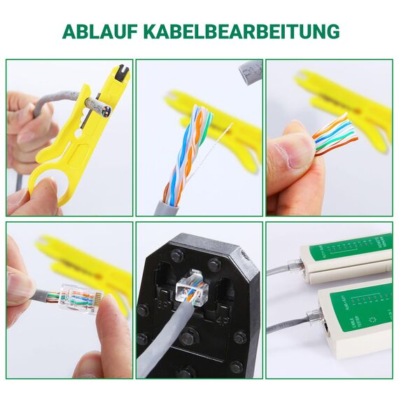 SGILE 9 in 1 Netzwerk Werkzeug Set für RJ45, RJ11, RJ12 – Crimpzange RJ 45, Netzwerk & LAN Kabel Tester, Kabeltester Kit für DIY Haushalt & Computer Wartung, Kompatibel mit CAT5 und CAT6